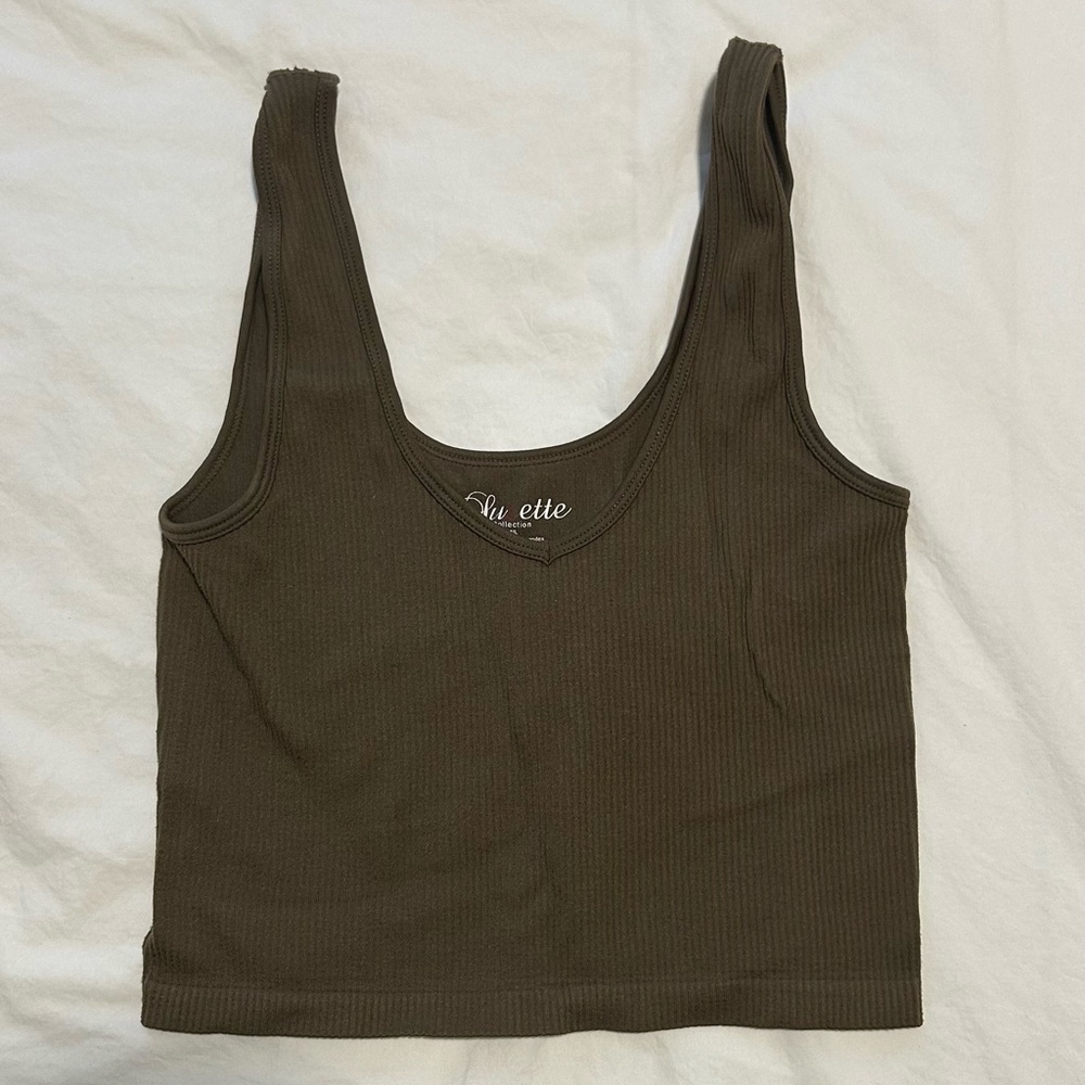 Chic Brown Ribbed Tank Top